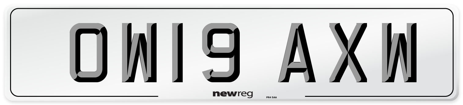 OW19 AXW Number Plate from New Reg